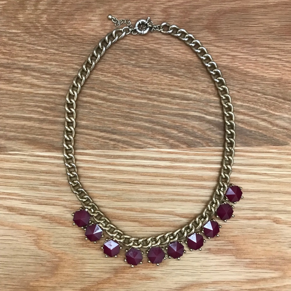 LOFT Burgundy and gold necklace
